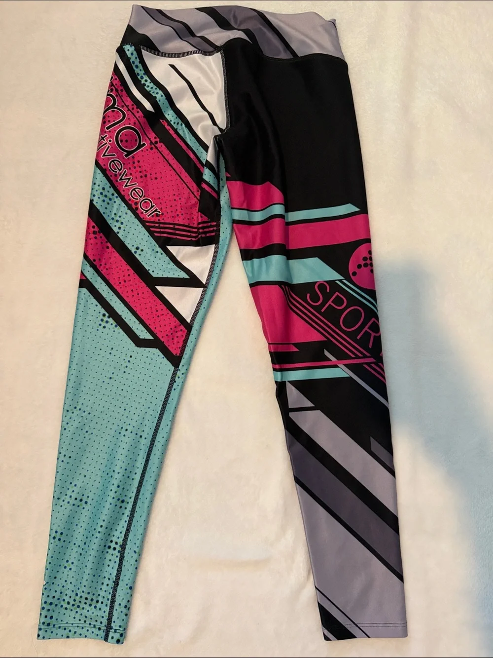 Cima activewear Colorblock Performance Leggings in Teal, Pink & Black OS